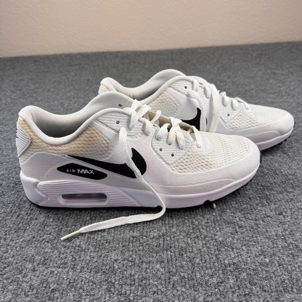Nike Air Max 90 G Golf Shoes Mens 9.5 White Black Good CU9978-101 Spikeless